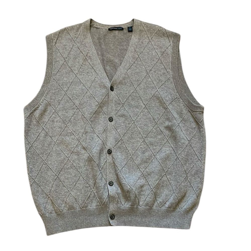 Van Heusen Studio Gray Button-Up‎ Knit Vest